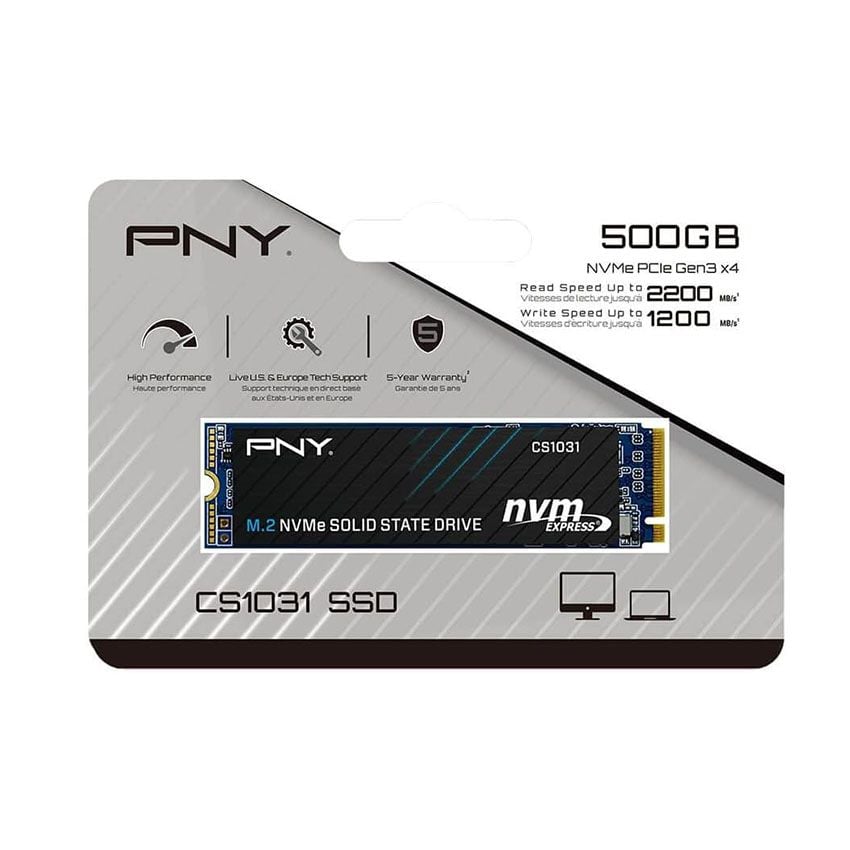  Ổ CỨNG SSD PNY CS1031 500GB M.2 2280 PCIE NVME GEN 3X4 (ĐỌC 2200MB/S - GHI 1200MB/S) - (M280CS1031-500-CL) 