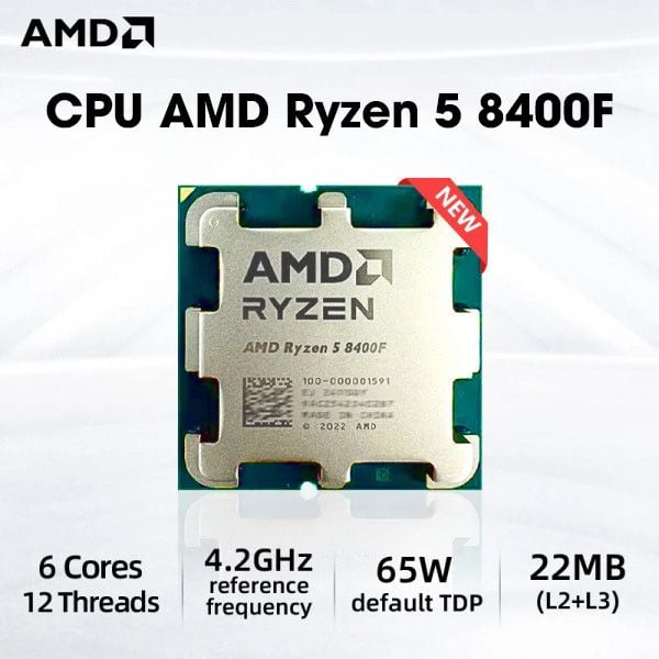  CPU AMD Ryzen 5 8400F Tray New (4.2 GHz Boost 4.7 GHz | 6 Cores / 12 Threads | 16 MB Cache) 
