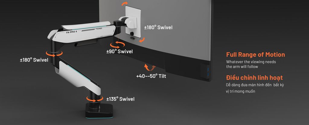 Giá đỡ màn hình HumanMotion T9 Pro II  mota_