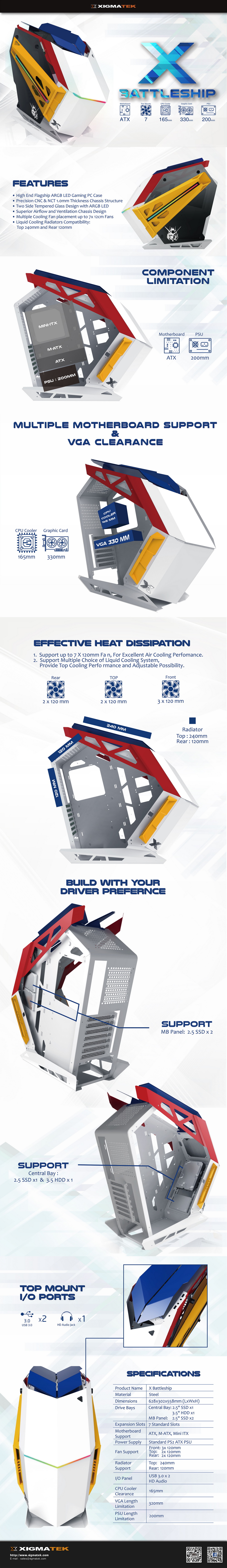 Vỏ Case Xigmatek  Xigmatek X Battleship  ( MidTower/Màu Trắng) 