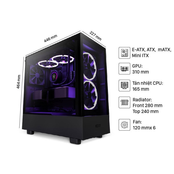 Vỏ máy tính NZXT H5 Elite Black  (Mid Tower/Màu Đen)