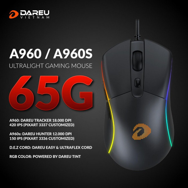 Chuột DareU A960S RGB Ultra LightWeight