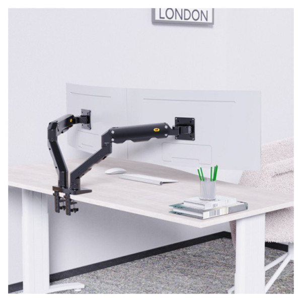 GIÁ TREO 2 MÀN HÌNH NORTH BAYOU G55 (27 - 34 INCH) KẸP BÀN - MÀU ĐEN