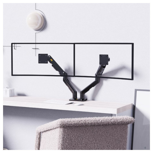 GIÁ TREO 2 MÀN HÌNH NORTH BAYOU G55 (27 - 34 INCH) KẸP BÀN - MÀU ĐEN