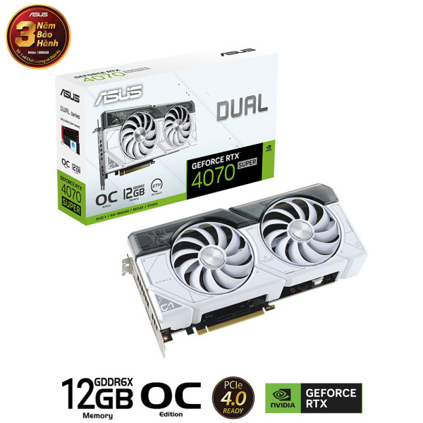 Card màn hình ASUS Dual GeForce RTX 4070 SUPER 12GB GDDR6X OC White