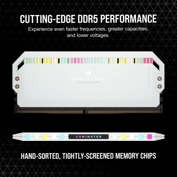 Ram Corsair Dominator Platinum RGB White 64GB(2x32GB) Bus 5600MHz DDR5 (CMT64GX5M2B5600C40W)