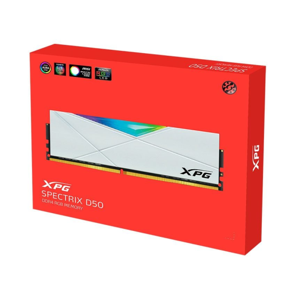 Ram Desktop Adata XPG Spectrix D50 RGB White 16GB (1x16GB) DDR4 3600Mhz