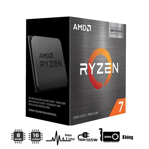 CPU AMD RYZEN 7 5700X3D (3.0GHZ UPTO 4.1GHZ / 100MB / 8 CORES, 16 THREADS / 105W / SOCKET AM4) ( TRAY)