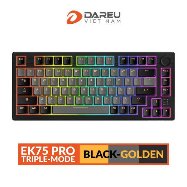 Bàn phím cơ DareU EK75 Pro Triple Mode Black Golden DareU Dream switch