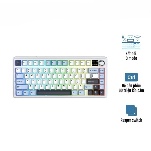 Bàn phím cơ AULA F75 MAX Glacier Blue Reaper switch