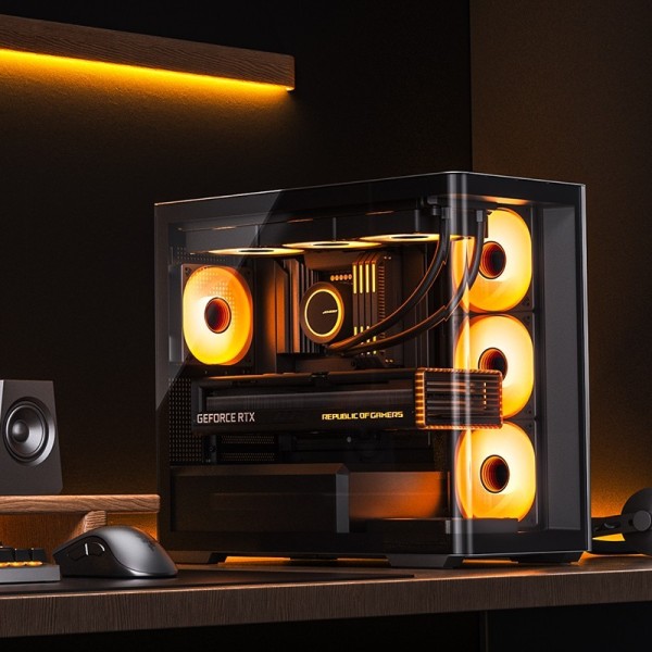 Vỏ case JONSBO D300 BLACK (mATX/Mid Tower/Màu ĐEN /Kính Cong)