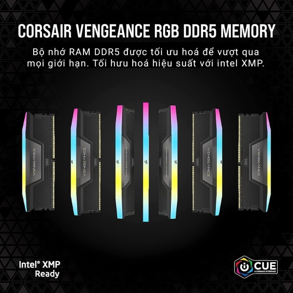 Ram Corsair VENGEANCE RGB 64GB (2x32GB) DDR5 bus 5600MHz Black (CMH64GX5M2B5600C36)