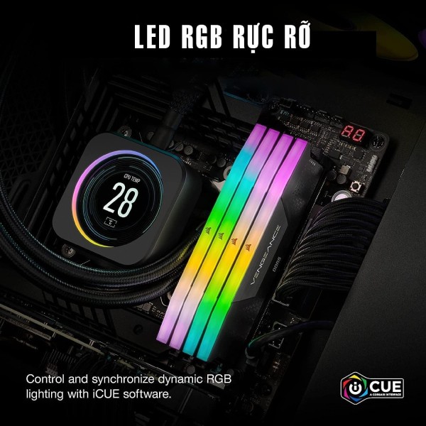 Ram Corsair VENGEANCE RGB 64GB (2x32GB) DDR5 bus 5600MHz Black (CMH64GX5M2B5600C36)