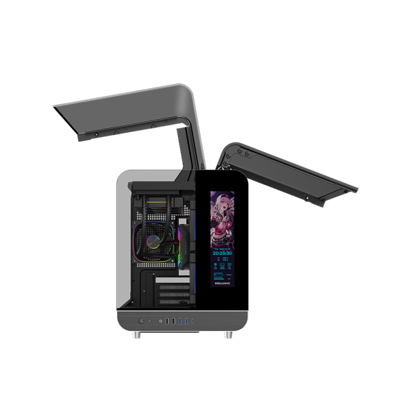 Vỏ Case ES Gaming Aircraft 007 Ultra-Cool Display Black (Sẵn 3 Fan + Hub ARGB)
