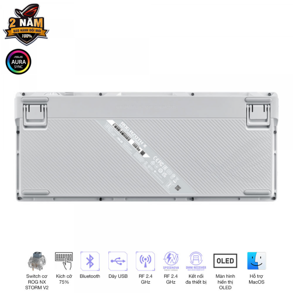 Bàn phím cơ Asus ROG Azoth X Wireless NX Snow V2 switch