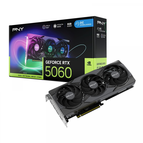 CARD PNY GEFORCE RTX 5060 8GB ARGB EPIC-X RGB OC TRIPLE FAN